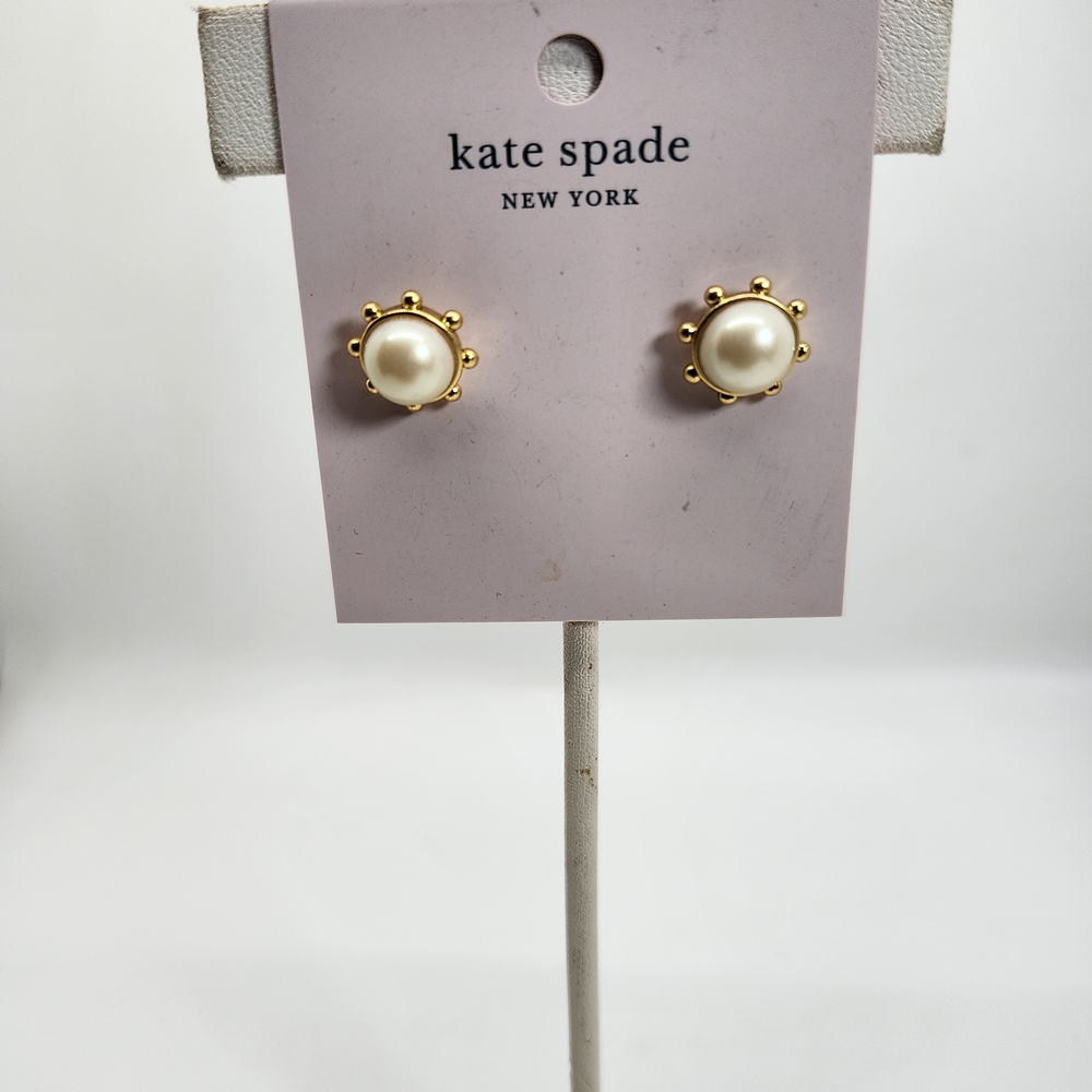 Kate Spade Gold and Cream Pearl Earrings